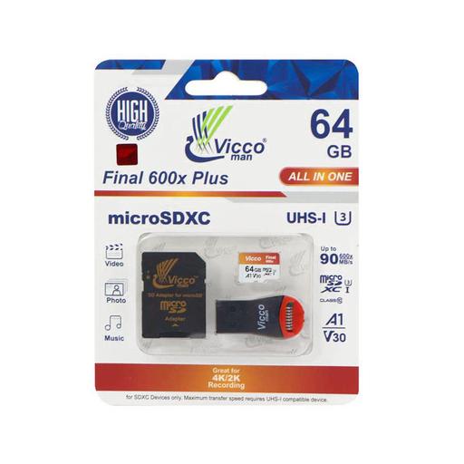 کارت حافظه microSDHC ویکومن مدل Final 600X کلاس 10 استاندارد UHS-I U3 سرعت 90MBps ظرفیت 64 گیگابایت
